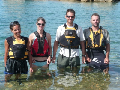 Gilets Hiko, de gauche à droite : Orca, Hiker Plus, Salty Dog, Aquatic