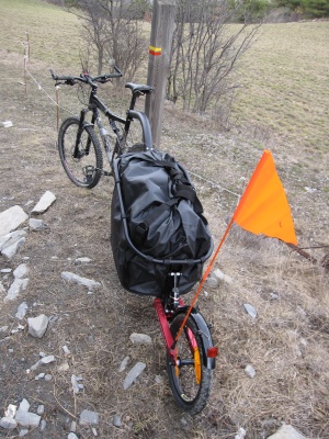 Remorque à vélo pliable et suspendue