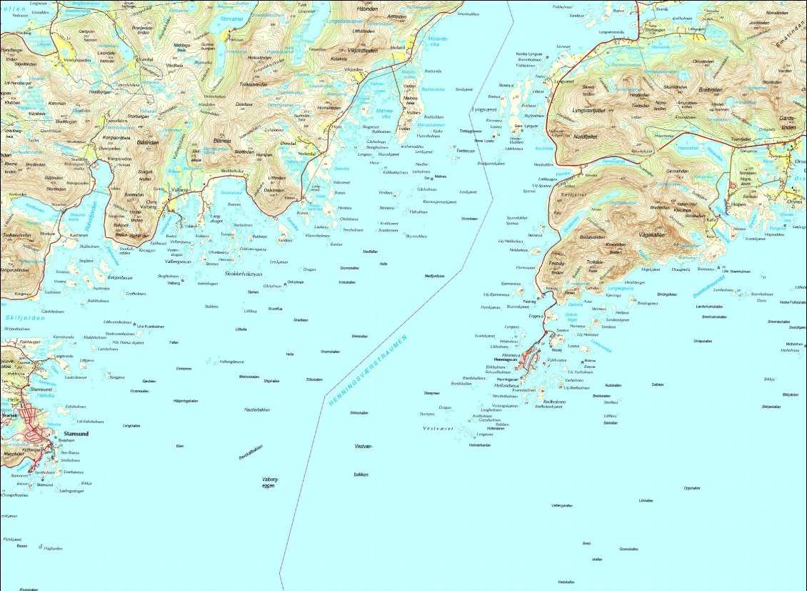 Extrait de carte des Lofoten téléchargée sur le site rando-lofoten.net