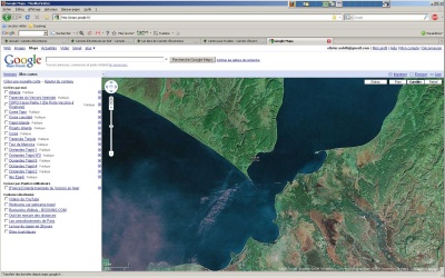 Cela fonctionne aussi avec des vues satellites de google earth (copie d'écran et calibration dans CompeGPS)