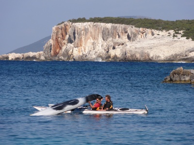 Itinérance kayak de mer en Grèce (2010), exercices de sauvetage