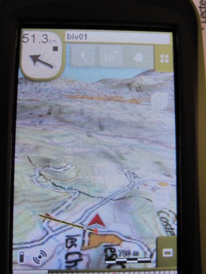GPS TwoNav Sportiva : Vue 3D avec la carte Top 100 (1:100.000e) par défaut sur le GPS