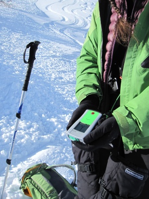 En situation à côté d'une avalanche