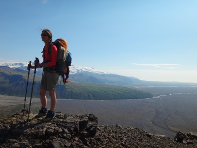 Trek itinérant en Islande, région de Skaftafell, l'une de nos journées les plus chaudes!