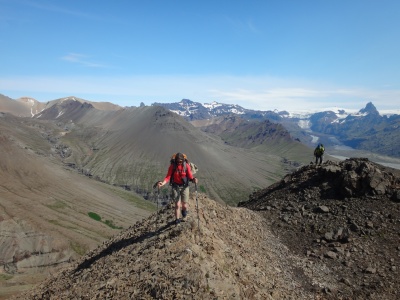 Trek itinérant en Islande, région de Skaftafell, l'une de nos journées les plus chaudes!