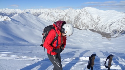 Ski de rando avec la veste Les Drus Gtx pro