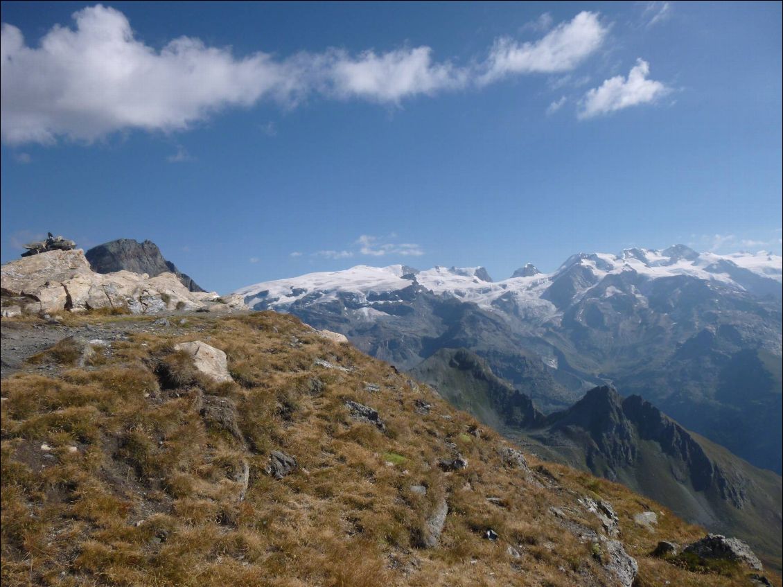 La vue vers le Mont Rose