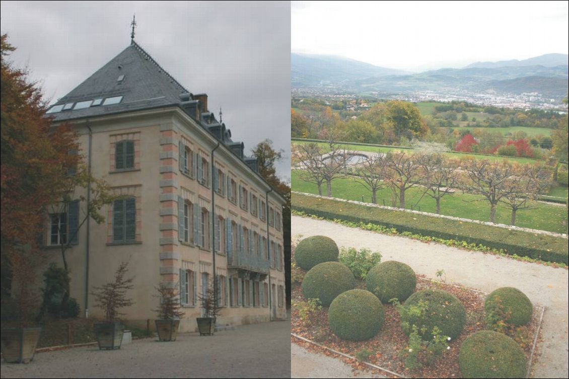 Du jardin étagé dans la pente en quatre terrasses, on a une vue dégagée sur la ville.