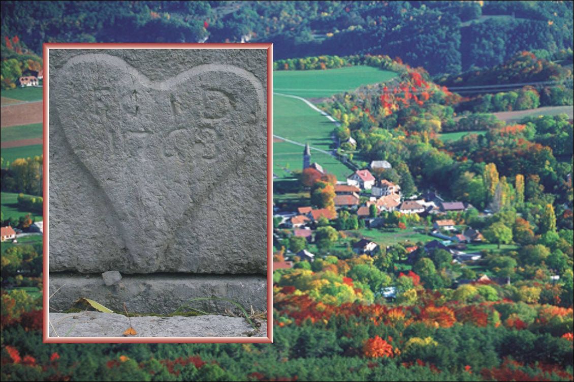 De ce cœur sculpté rayonnent les jours heureux depuis 1763, dans le hameau des Berlions.