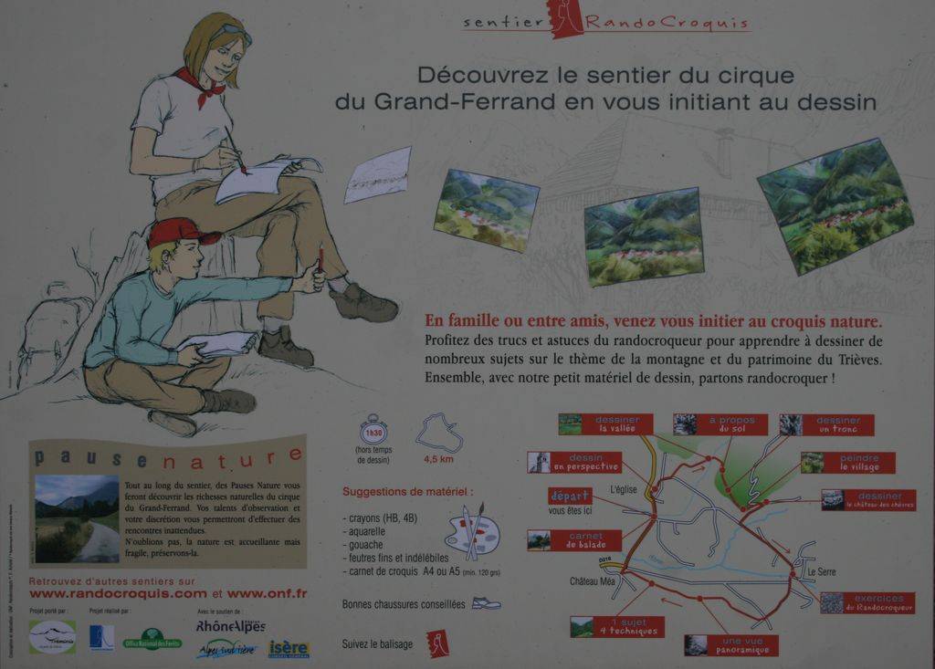 Le sentier RandoCroquis de Tréminis pour dessinateurs débutants ou « croqueurs » confirmés.