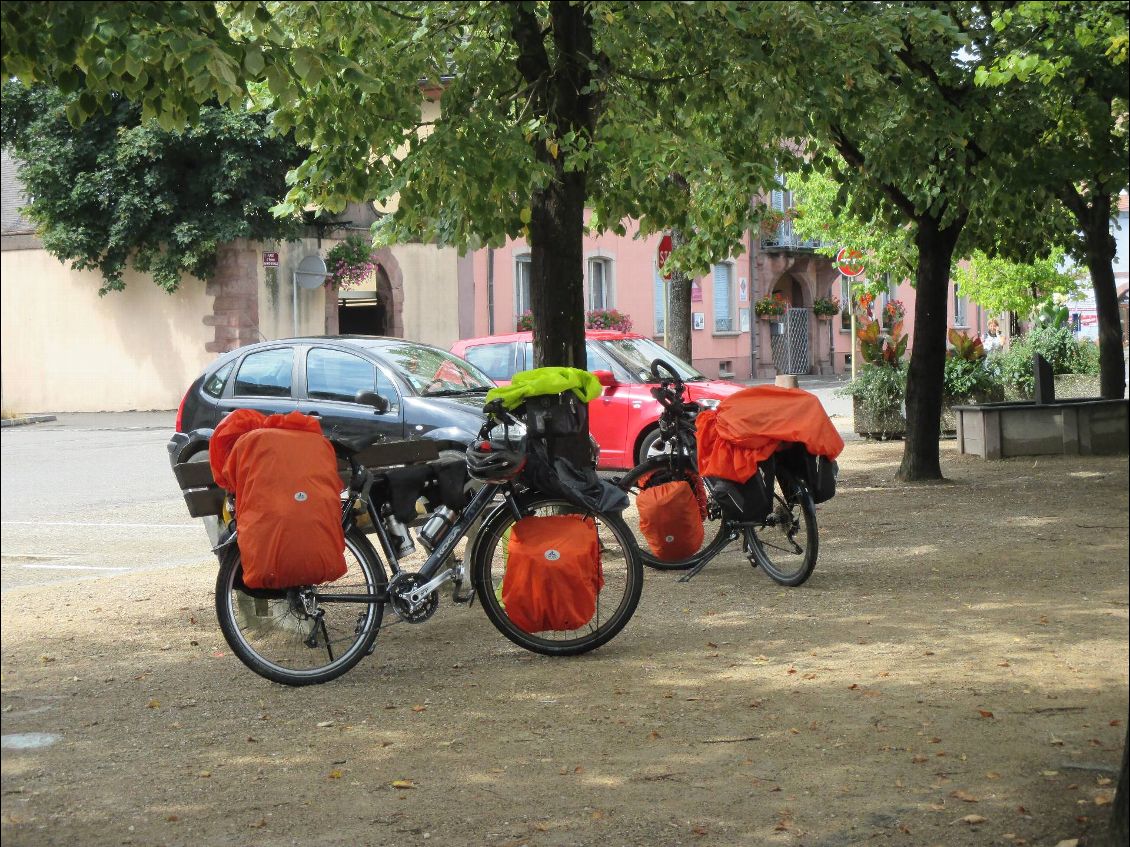 Les housses sur les vélos... une fois de plus témoignent des pluies !