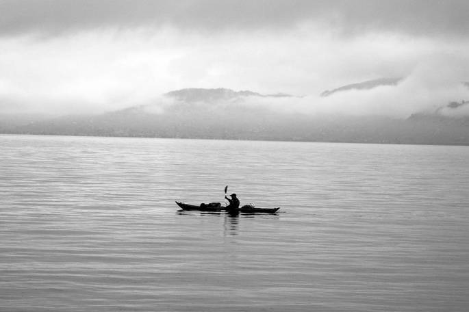 Seul sur le Léman, entre le ciel et l'eau...