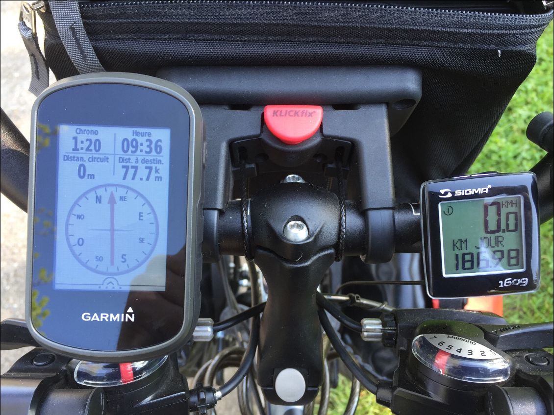 Programme du jour 78km, total depuis le départ 187 km