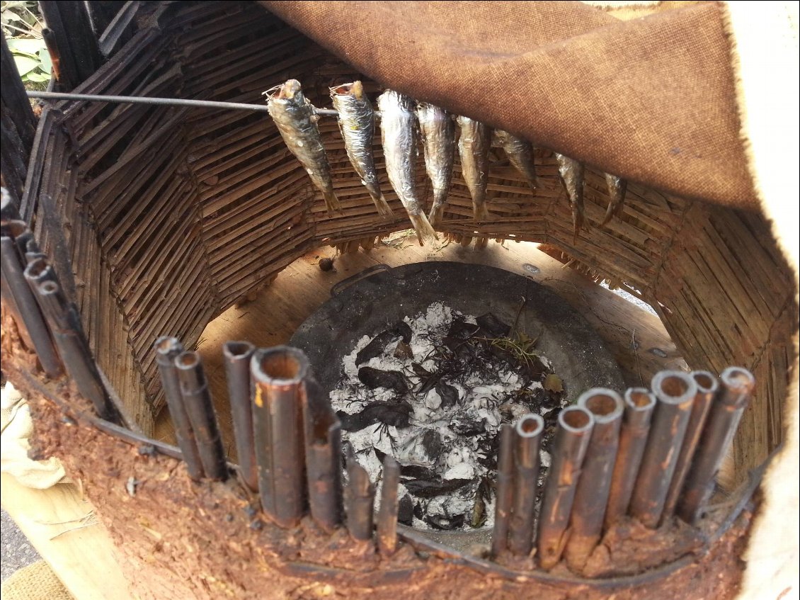 Un petit brasero, des herbes pour la fumée, un four en roseaux et boue, un tissu pour garder la fumée. A essayer.