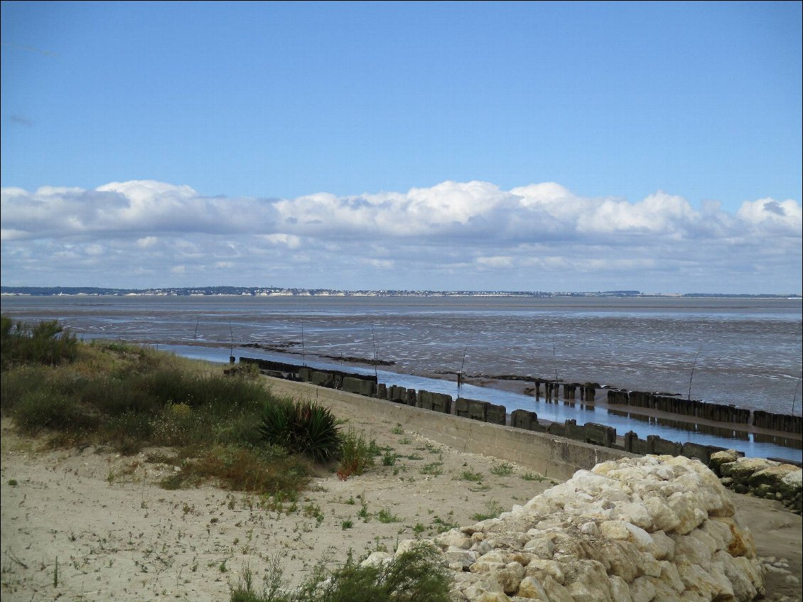 le départ du chenal du Gua depuis la Gironde . C' est marée basse