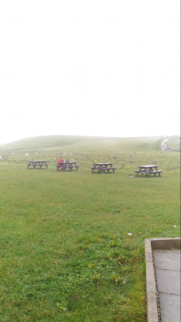 Gros point noir qui nous tire en plein cœur... Le nombre de touristes est impressionnant! Les aménagements des falaises ont été rapidement construit, détruisant par là même le côté pittoresque du paysage...