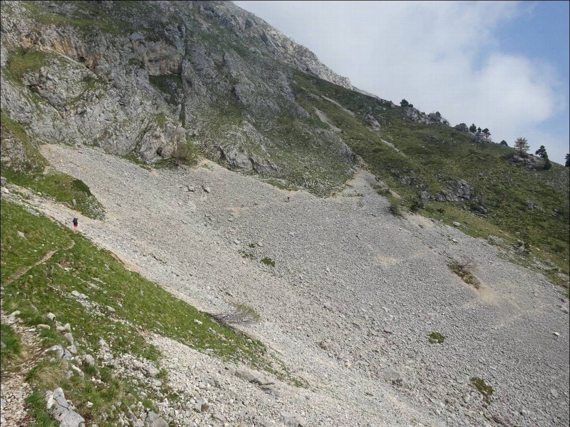 C'est parti pour le chemin en pointillé de la carte IGN depuis la baraque du col vert.