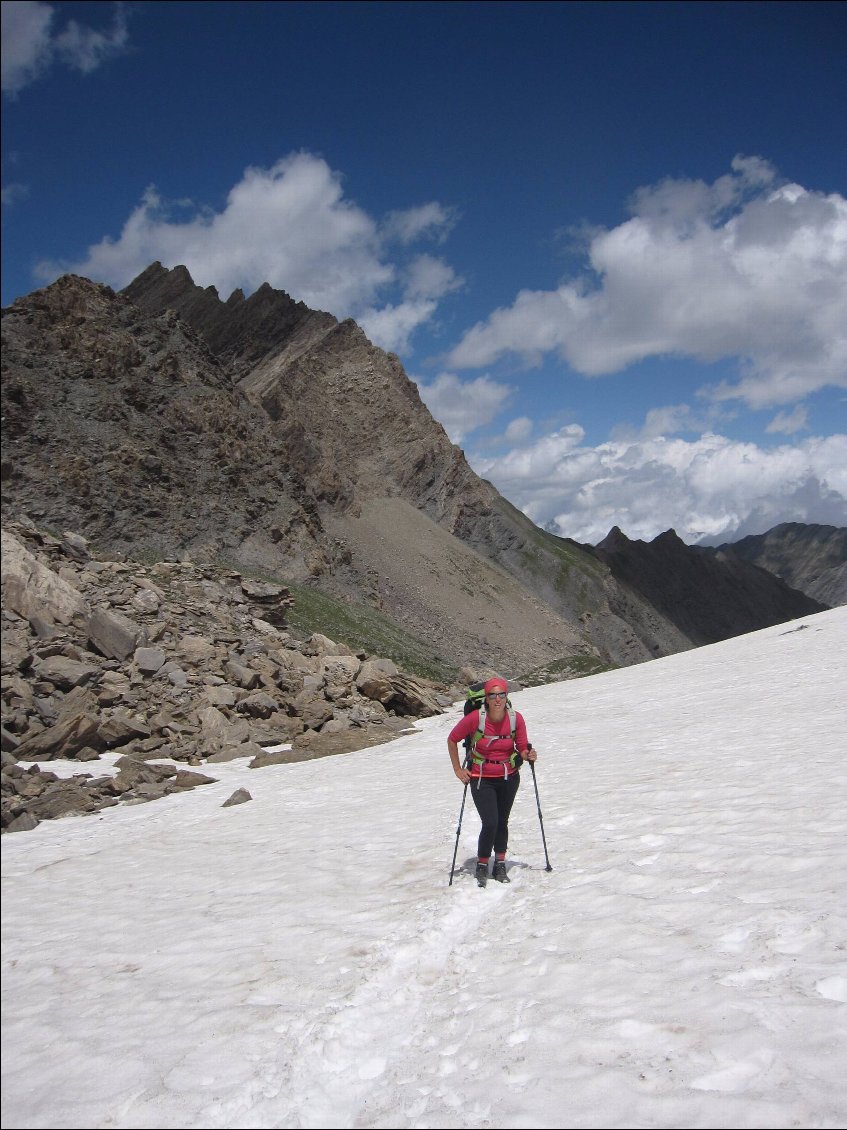 Sur le névé avant le Lac d'Asti