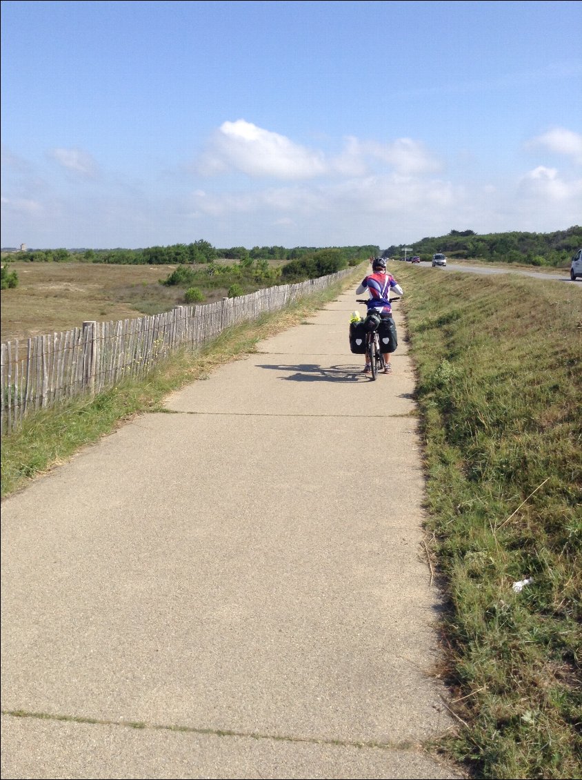 La piste cyclable de Quiberon longe la route,