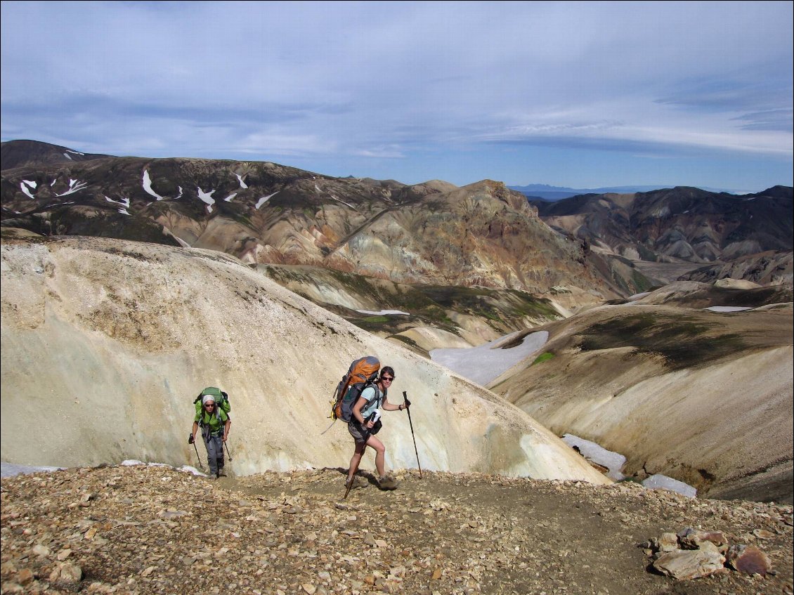 Sur le trek du Laugavegur, secteur du Landmannalaugar dans le parc du Fjallabak.
Photo : Johanna