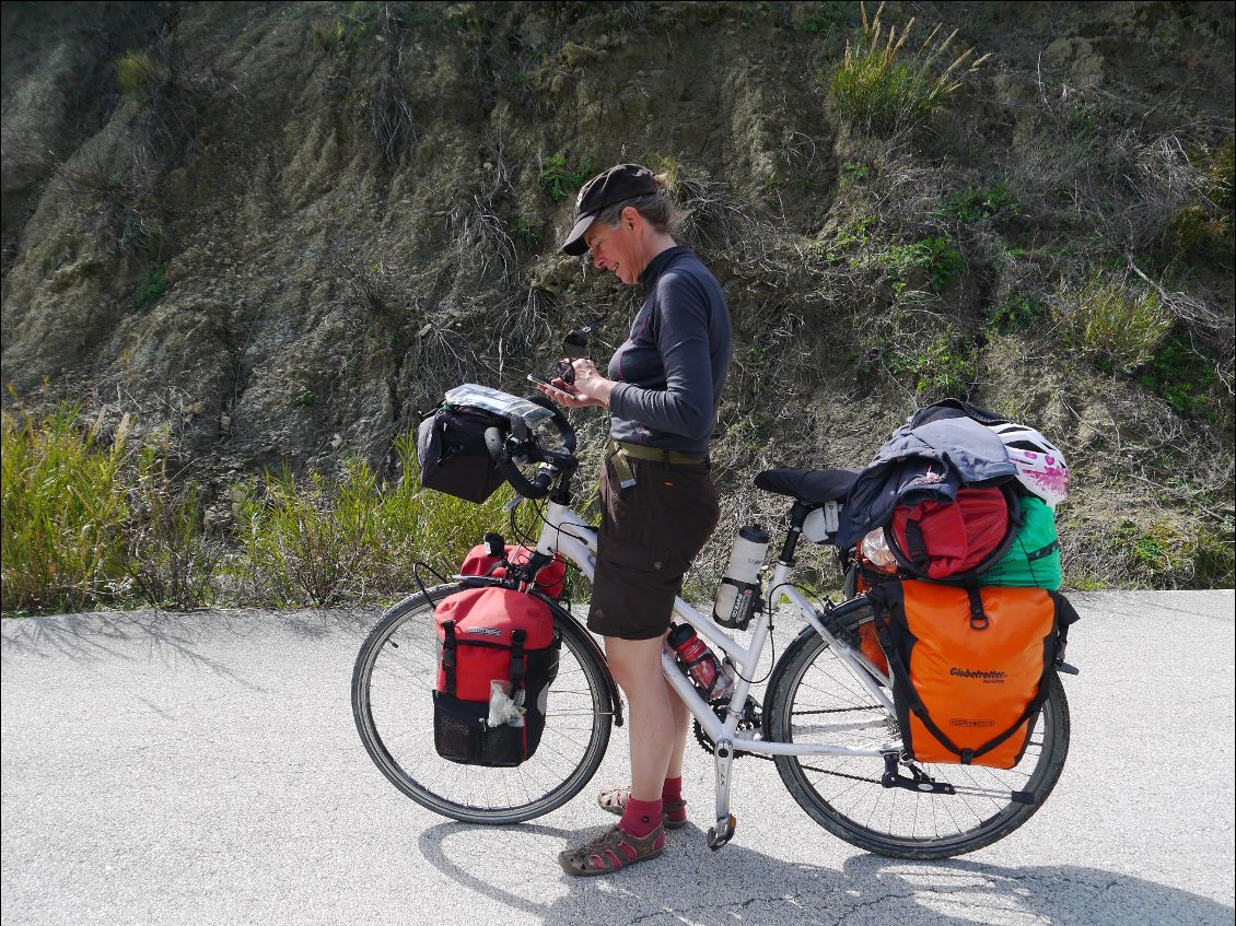 une cyclo-randonneuse allemande croisee en chemin...et geek en plus !