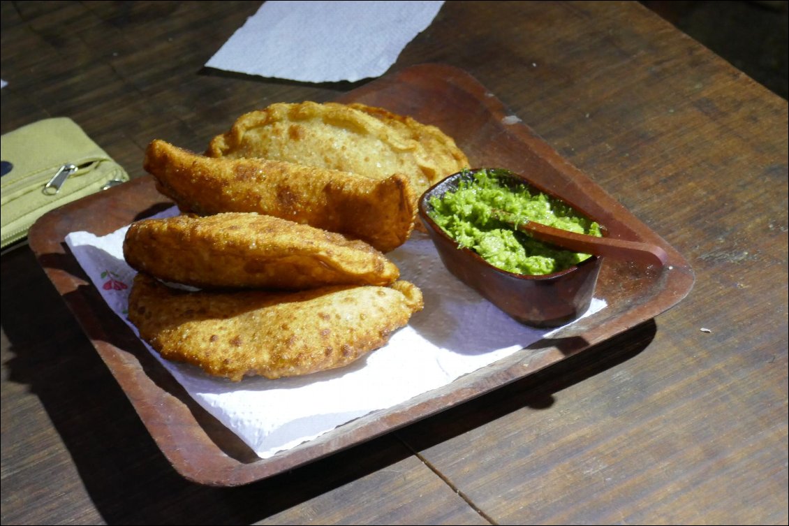 Délicieux empanadas aux champignons et sauce coriandre.