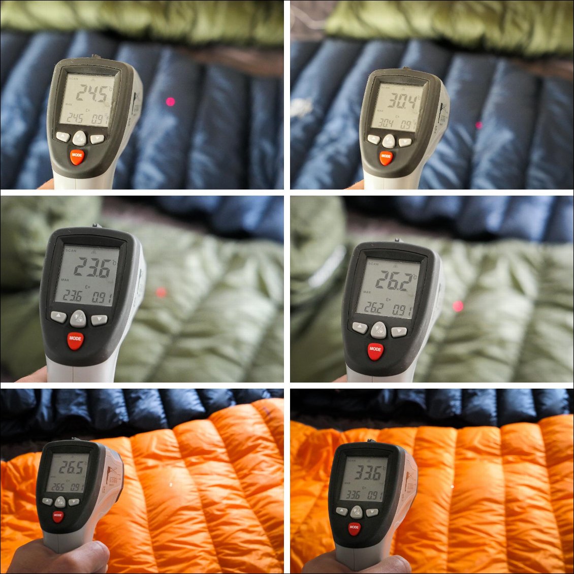 De haut en bas : Cumulus Magic 125 / Cumulus X-Lite 200 / RAB Neutrino SL Quilt