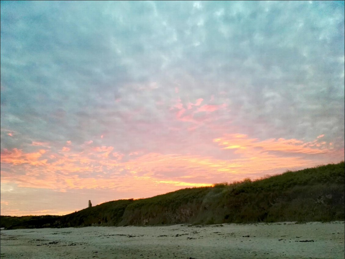 Coucher de soleil sur la plage de Raguénez