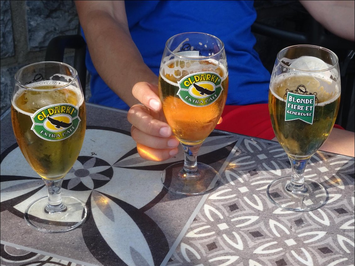 Et une dernière boisson locale avant de reprendre le train à Pau pour Toulouse, puis train de nuit avec stop aux Aubrais pour Claire et Jacques et Patou continue vers Paris puis Douai: c'est loin !! Mais on regrette pas du tout !!