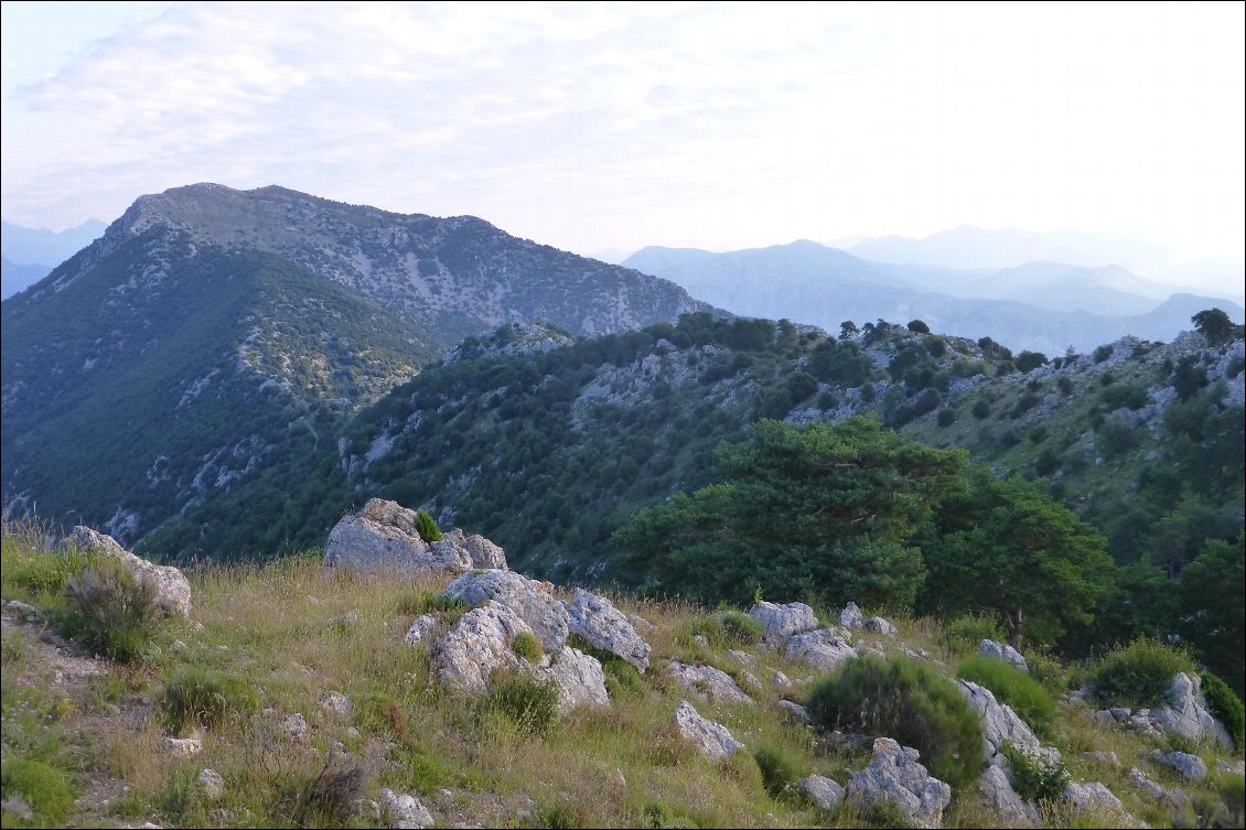 Direction le sommet du maitre des lieux : Le grand mont (Gramondo sur carte italienne )