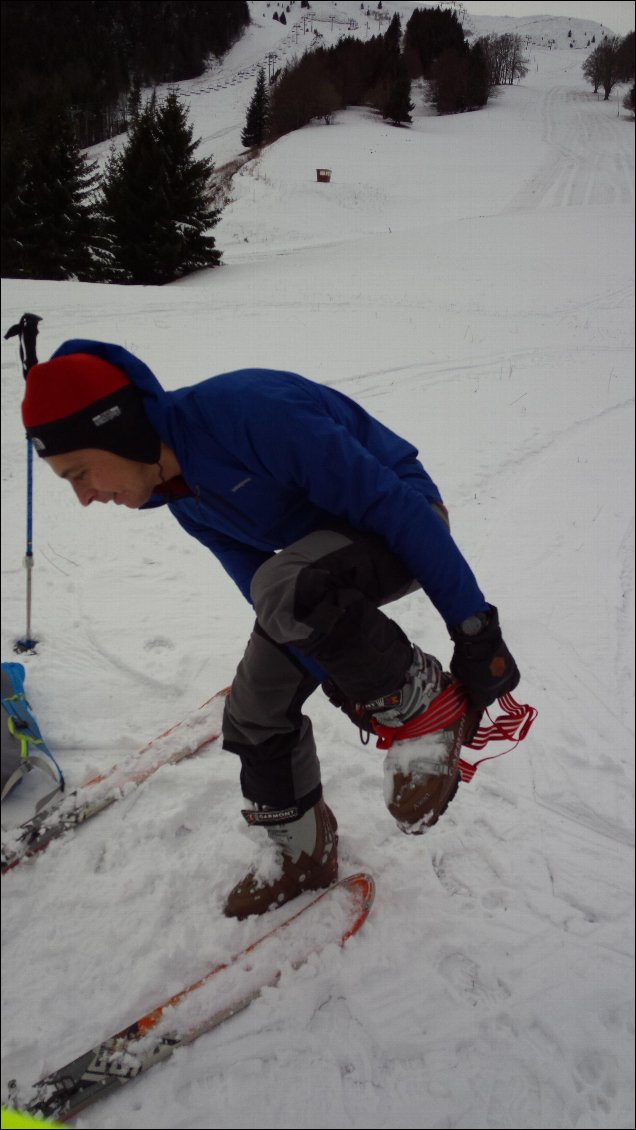 ça passe avec les chaussures de skis et un bon équilibre