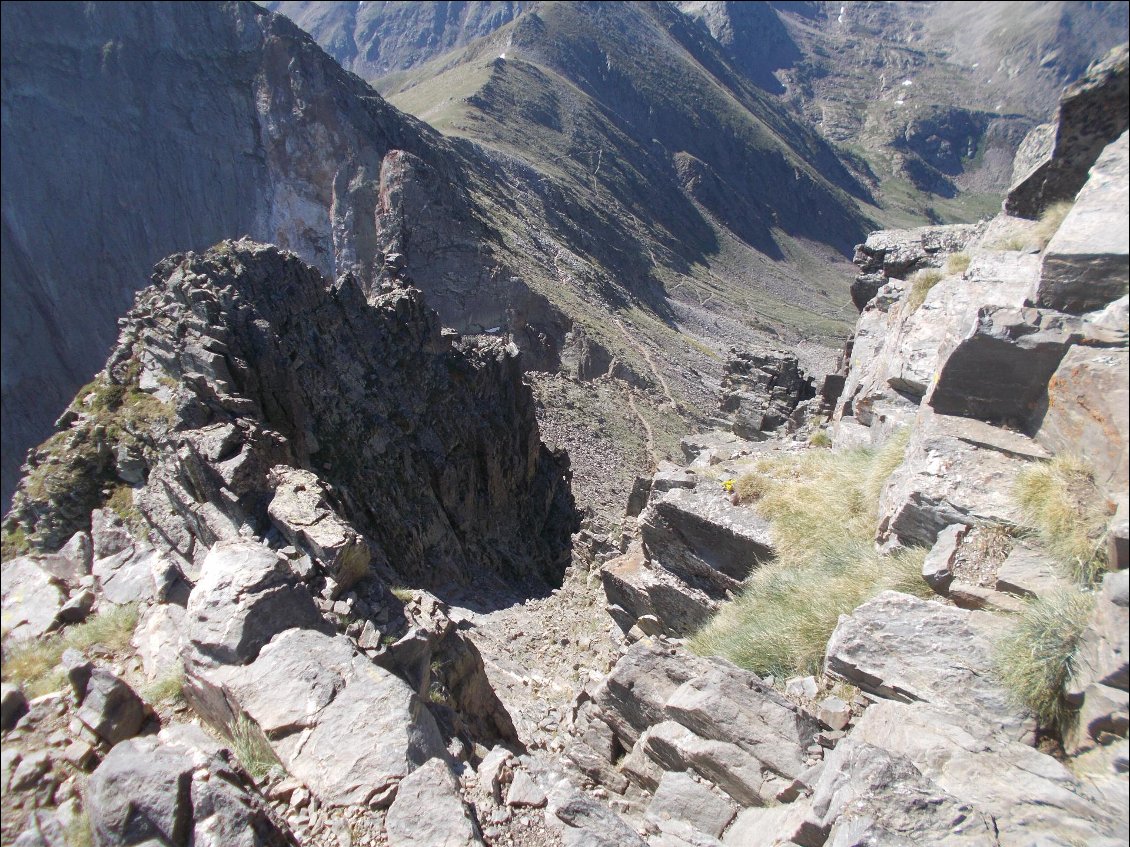 L'arrivée de la cheminée en haut du pic.