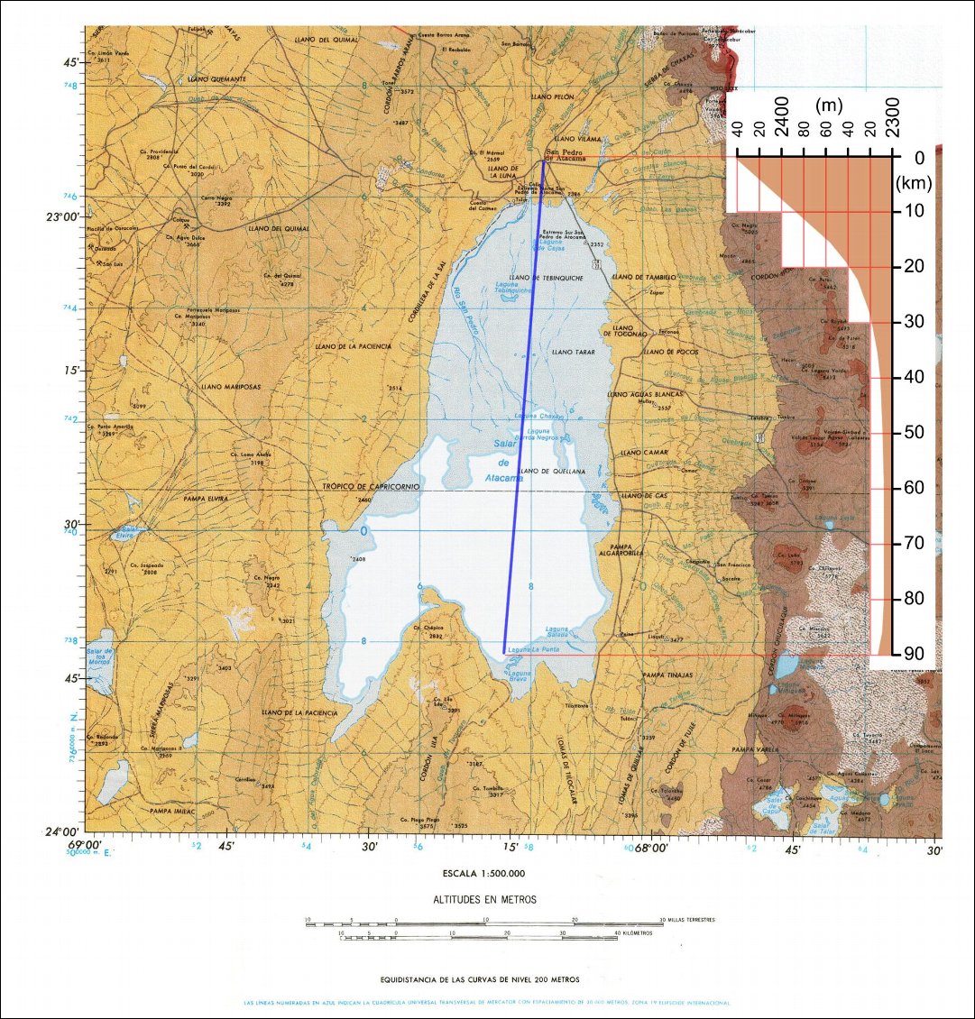 Carte pour la traversée du Salar d'Atacama à pied.
Photo Thomas Derycke