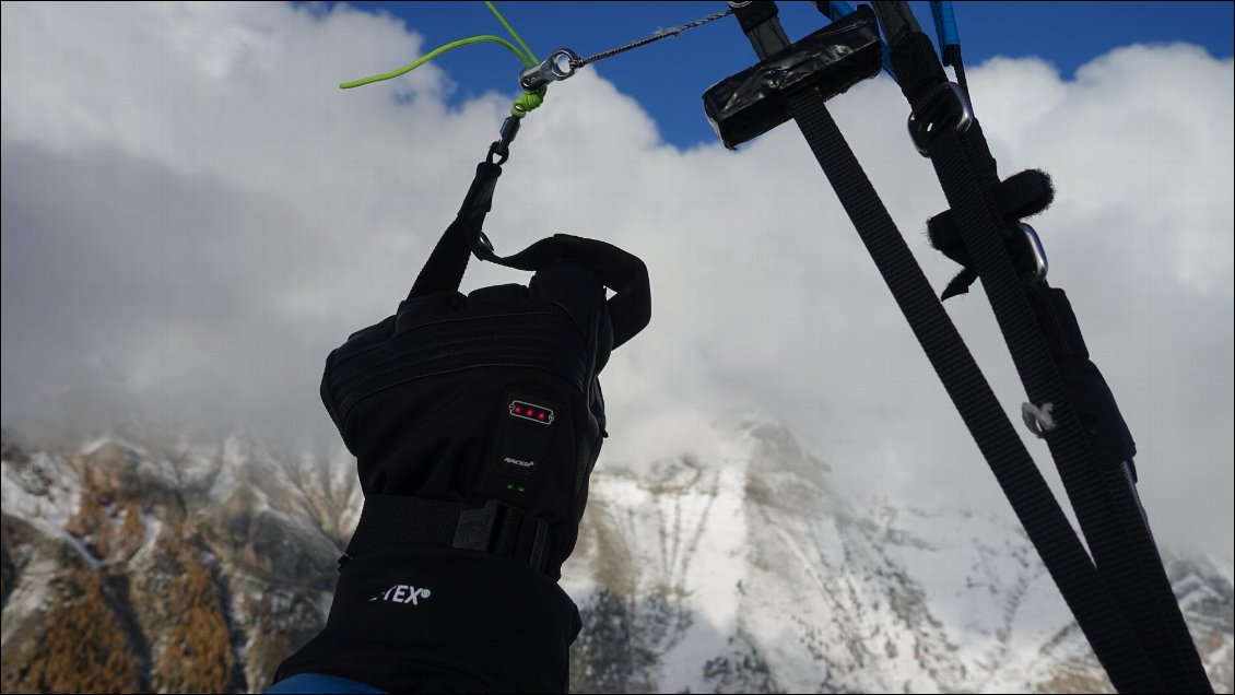 En parapente hivernal : chauffage allumé au max !