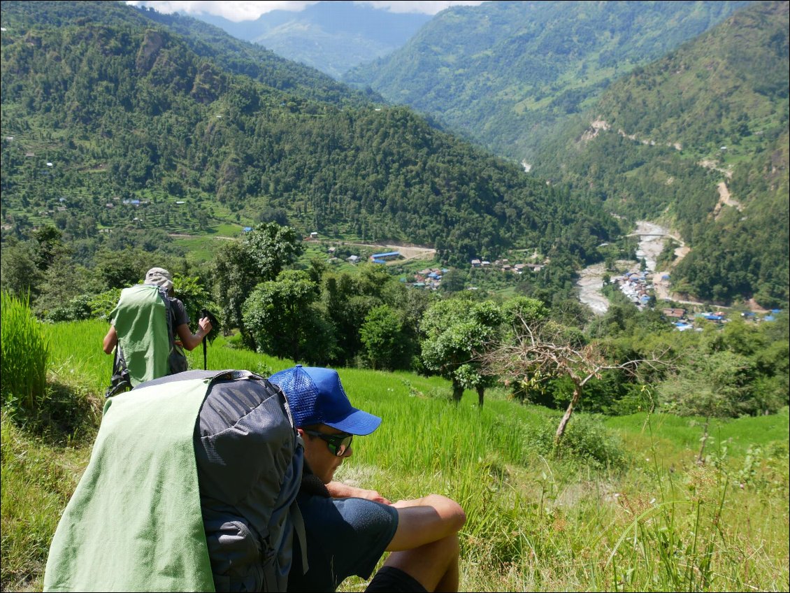 Descente au milieu des rizières