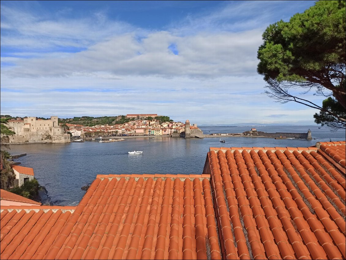 Le départ de la randonnée avec une jolie vue sur Collioure