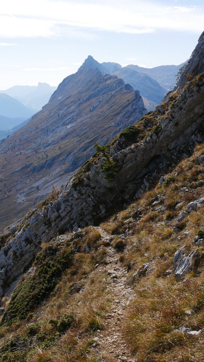 La trace chamois depuis le col Vert pour le col de l'Arc