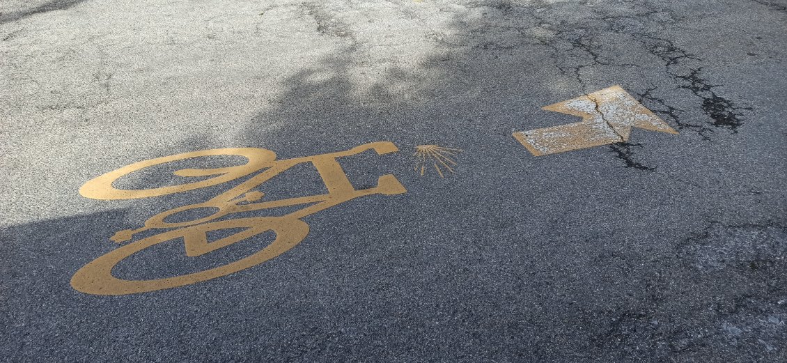 J14. Un vélo et une coquille, voilà une signalétique sur mesure pour Pégase.