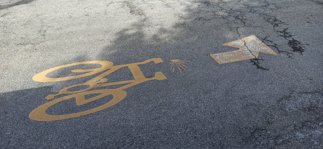 J14. Un vélo et une coquille, voilà une signalétique sur mesure pour Pégase.