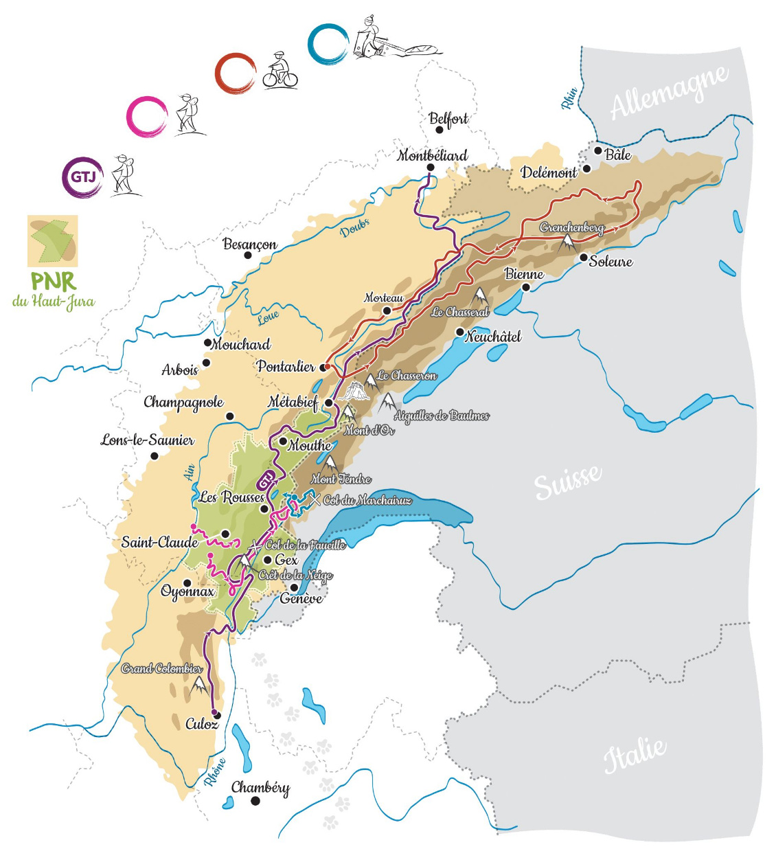 Les itinéraires en couleurs sont ceux des voyages racontés dans Carnets d'Aventures n°66
Carte : Philippe Gady