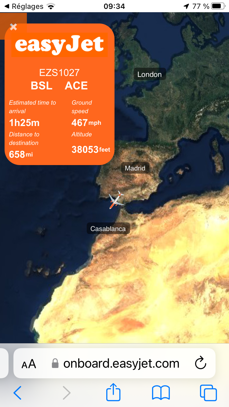 Vol effectué avec EasyJet ✈️