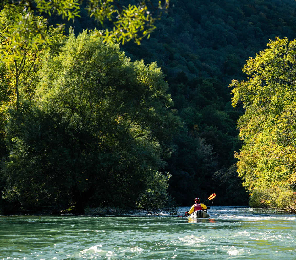 La rivière se faufile dans une belle végétation.