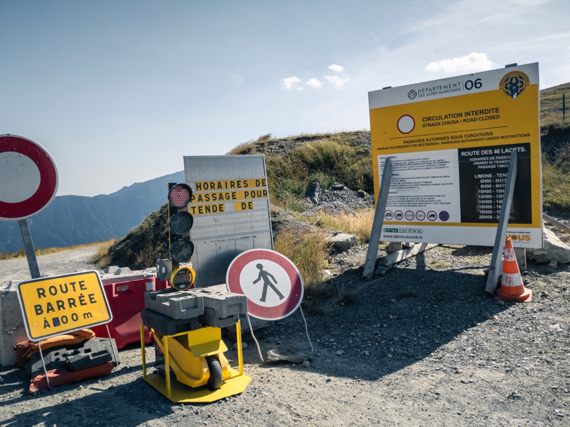 Col de Tende, à la circulation très règlementée depuis la tempête Alex.