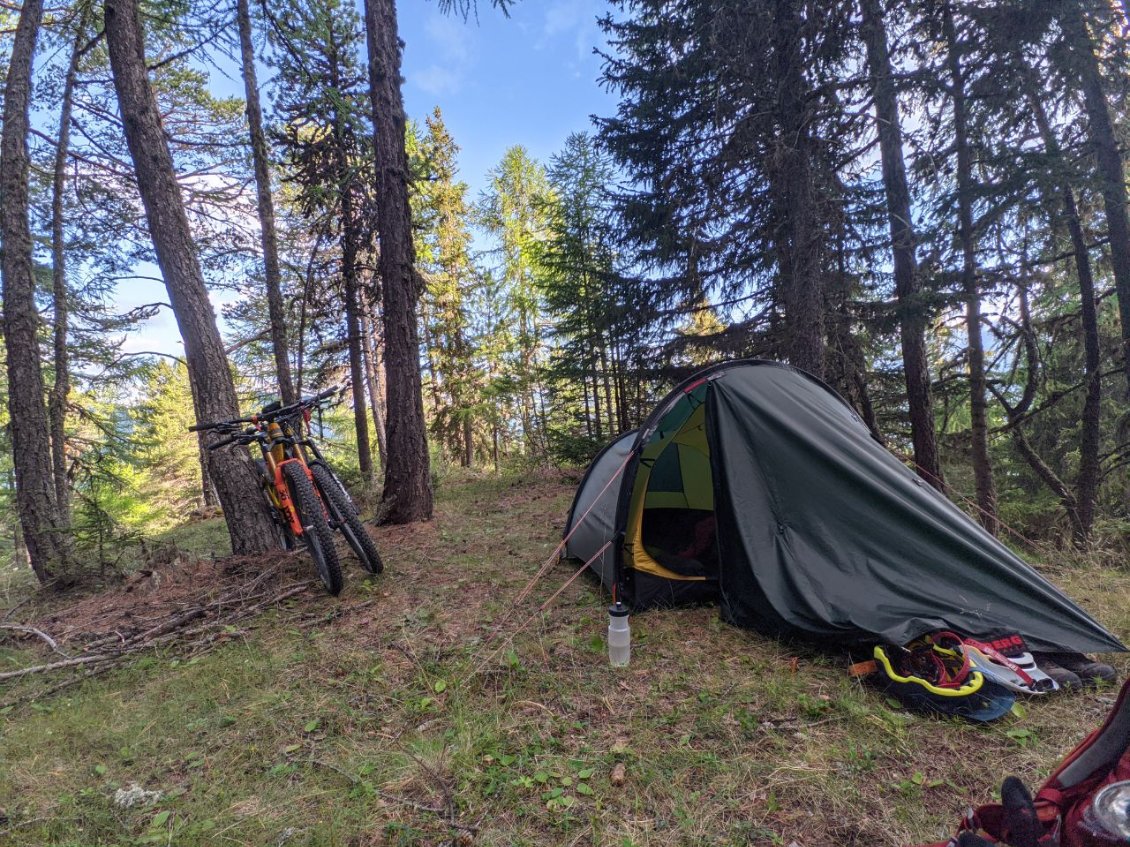 J66 - Bivouac en forêt, entre Riedji et Gspon.