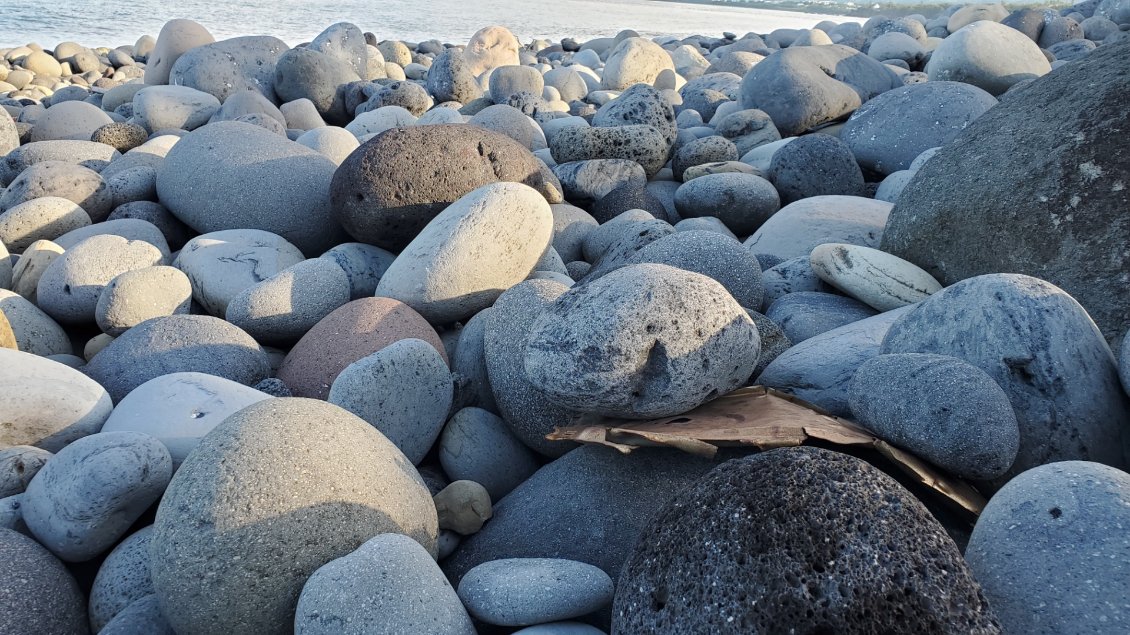 une plage de galets basaltiques.....je n'en ai pris qu'un.