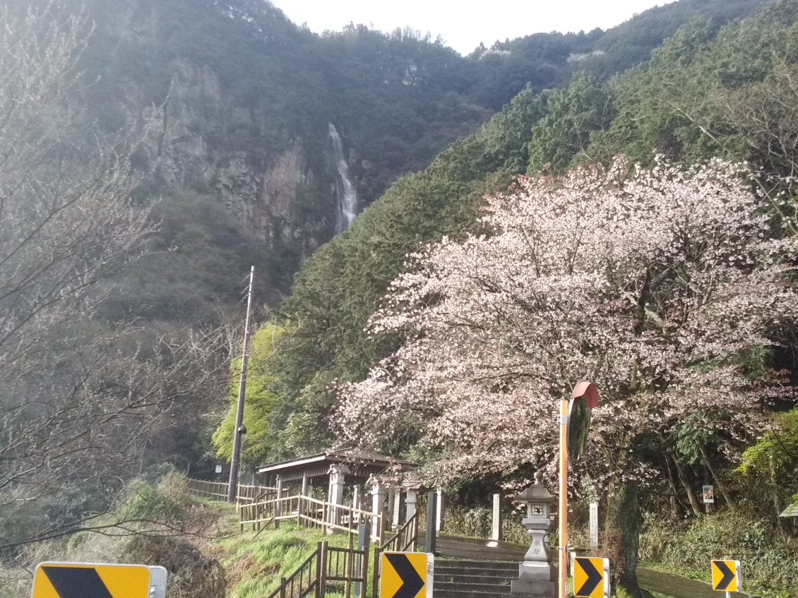 The cascade on the road.