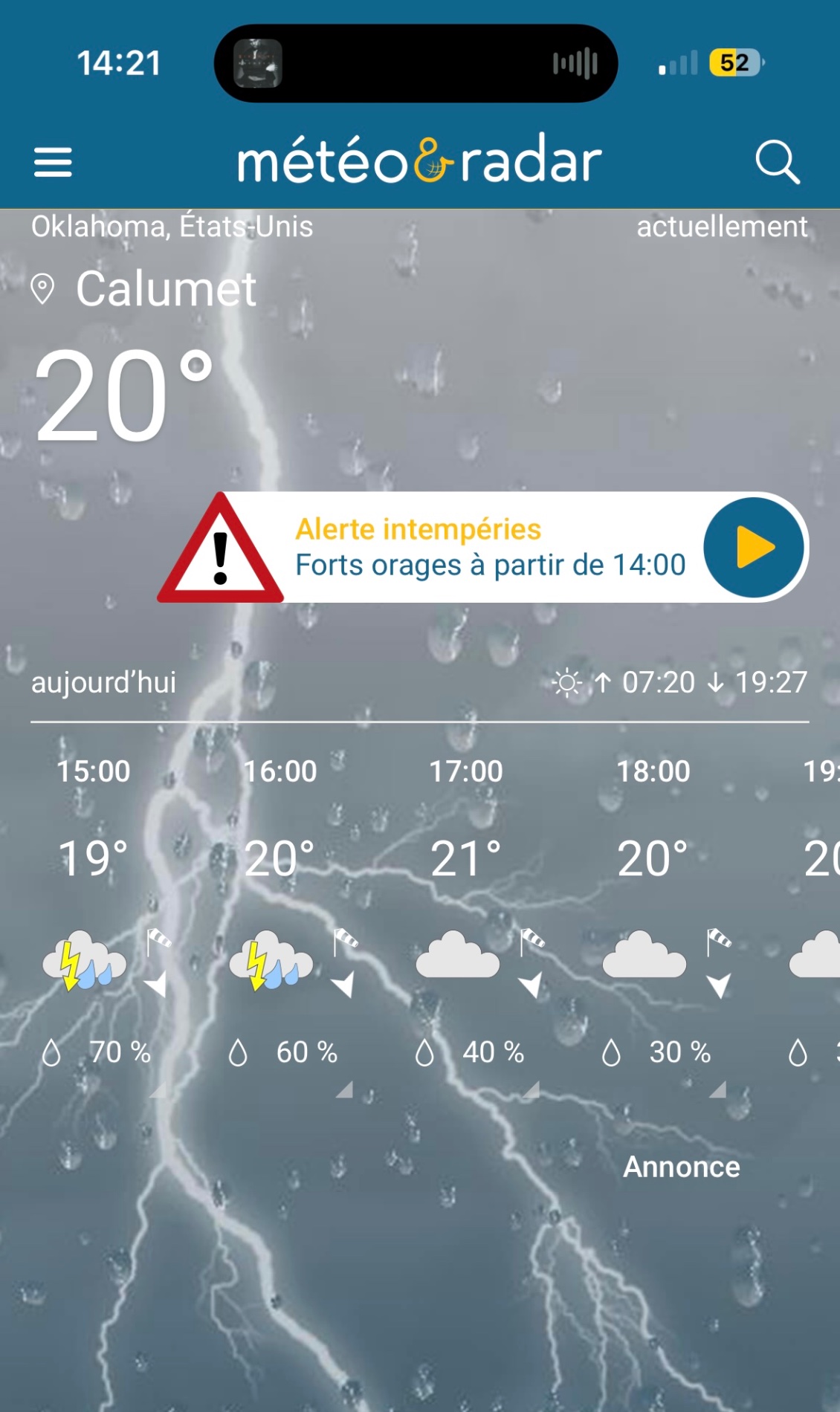 De très gros orages aujourd’hui, avec vent de face, pas cool