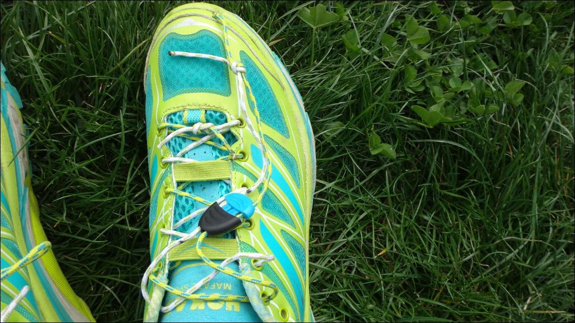 Les Mafate Speed avec les lacets d'origine rallongés par ceux des Stinson !