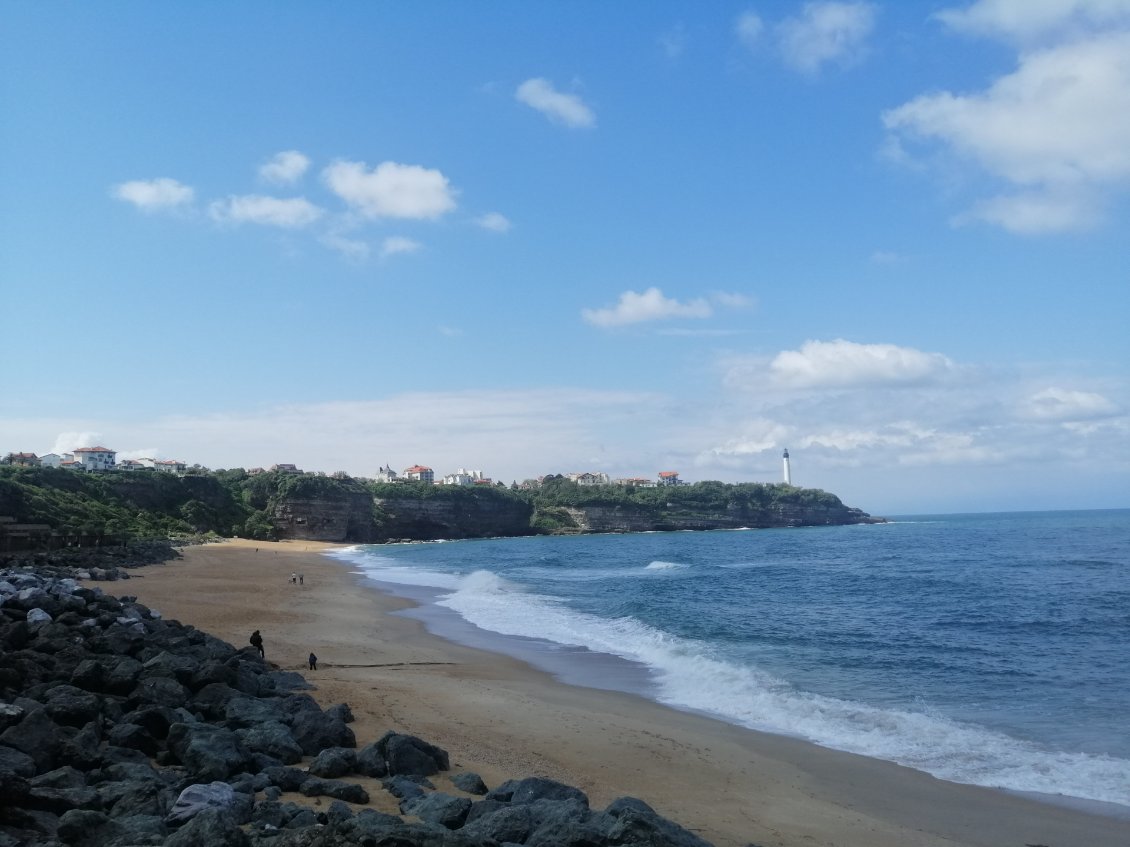 Plage d'Anglet avec le phare de Biarritz