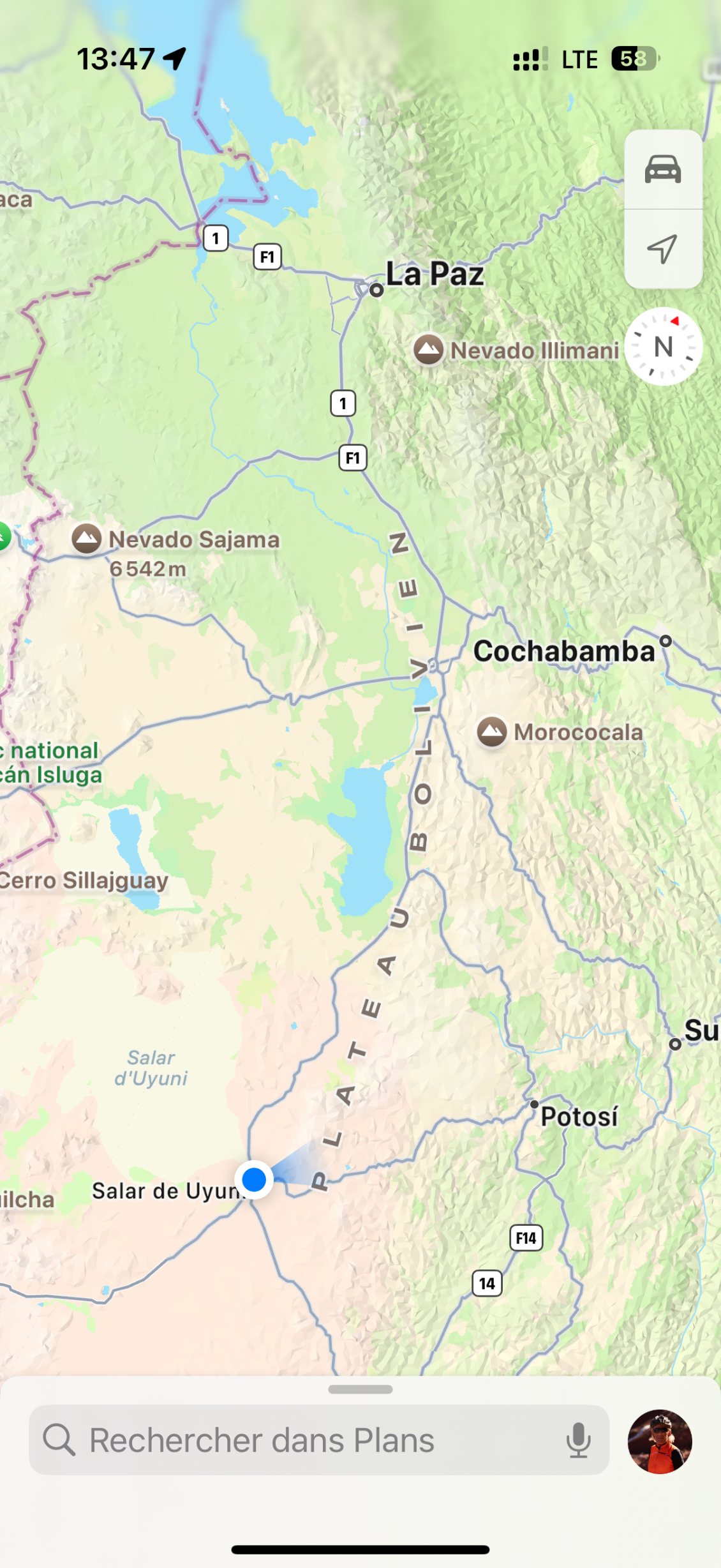 Environ 560 kms pour rejoindre la Paz